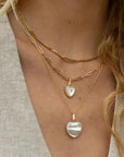 Isabel Paperclip Chain Heart Necklace | Mother of Pearl