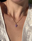 Isabel Paperclip Chain Heart Necklace | Purple Mica