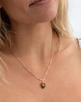 Isabel Paperclip Chain Heart Necklace | Tiger's Eye
