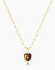 Isabel Paperclip Chain Heart Necklace | Tiger's Eye