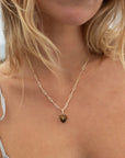 Isabel Paperclip Chain Heart Necklace | Tiger's Eye