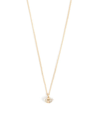 Single Drop Mini Herkimer Necklace | 14K