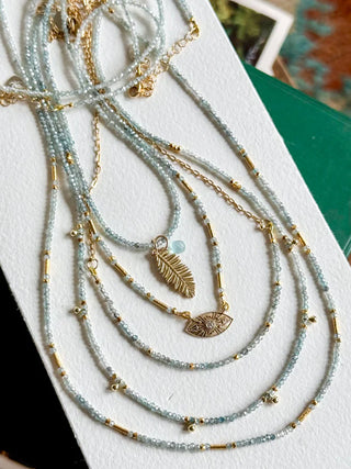 Bryn Gemstone Necklace | Blue Zircon
