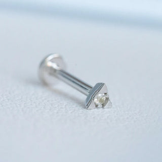 Triangle Flat Back Stud | White Gold | Single