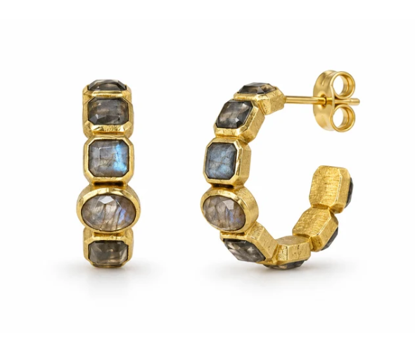 Liza Stone Hoop Earrings | Labradorite