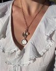 Solario Sun Dial Mother of Pearl Necklace