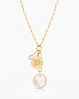 Solario Sun Dial Mother of Pearl Necklace
