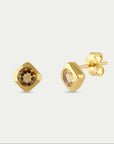 Deco Citrine Stud Earrings | Large