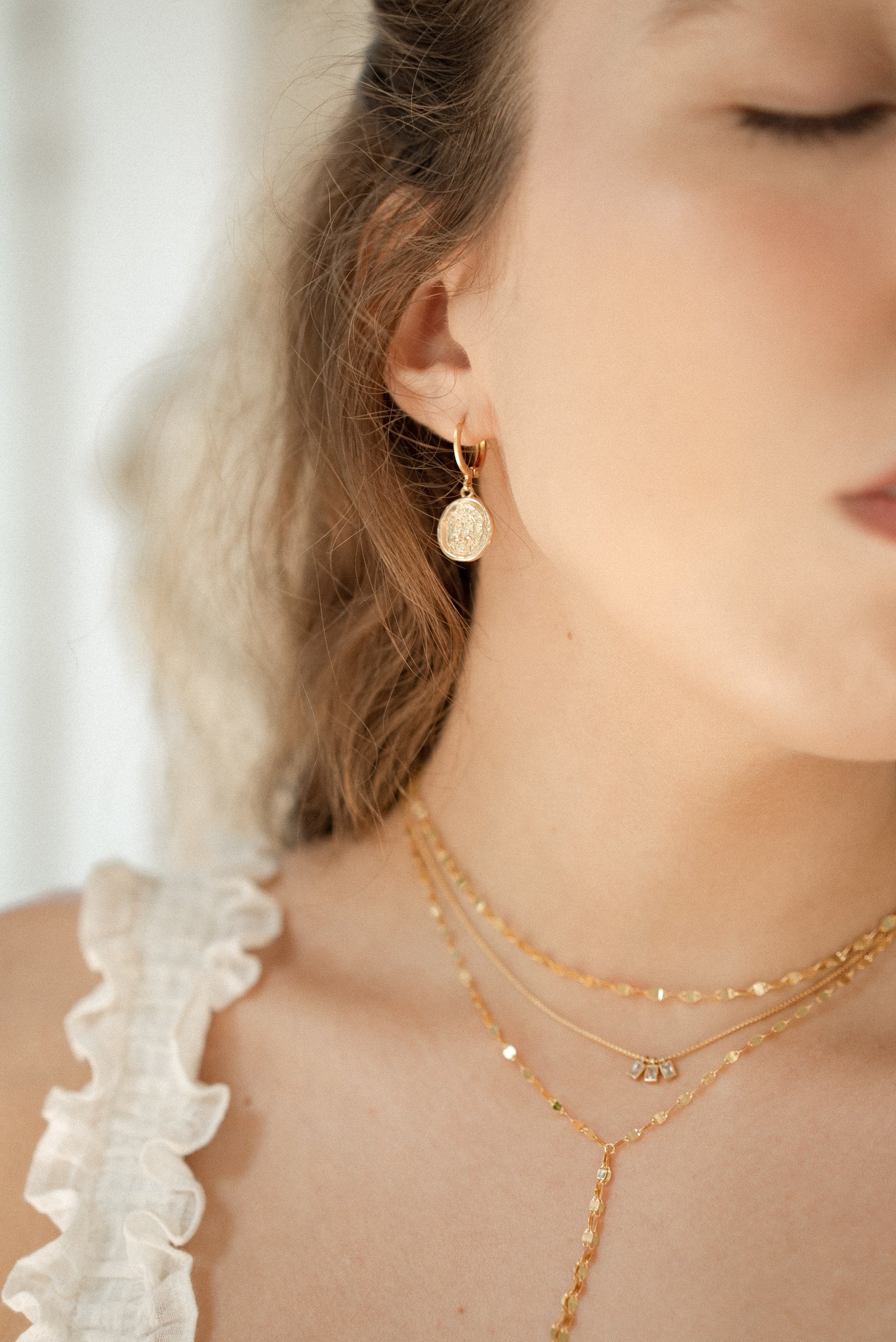 Double Strand Shimmer Coin Lariat Necklaces P&K   