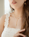 Double Strand Shimmer Coin Lariat Necklaces P&K   