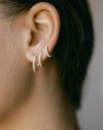 Textured Channel Pavé Huggies | 14K