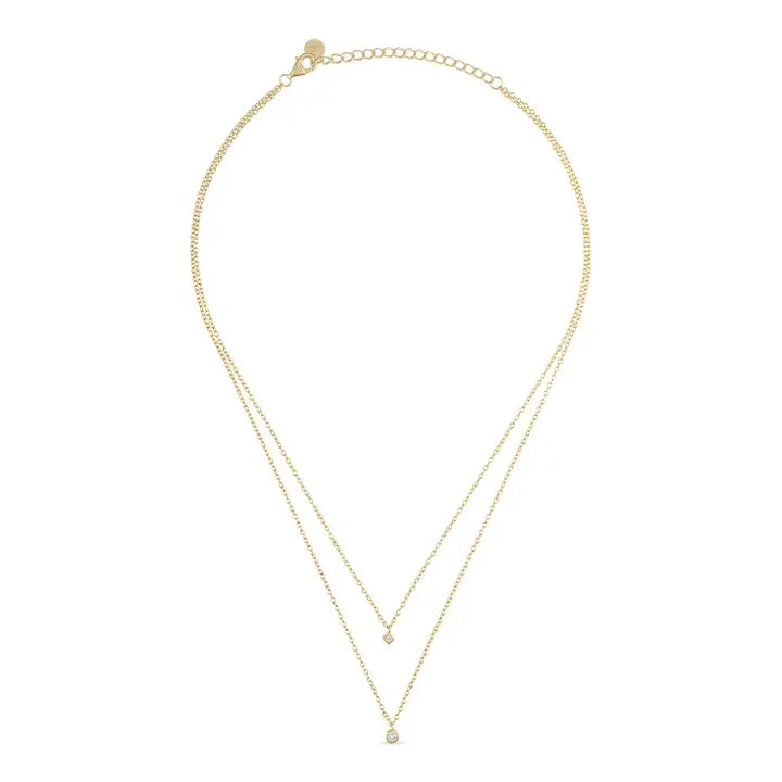 Double Strand Bezel Layering Necklace