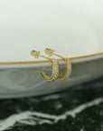 CZ Elongated Nugget Studs | 10K