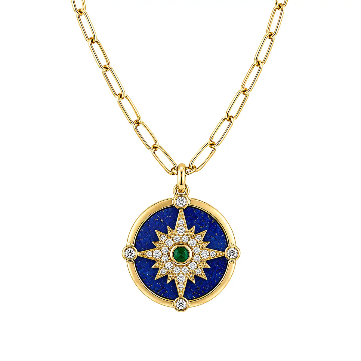Blue Lapis Compass Star Pendant