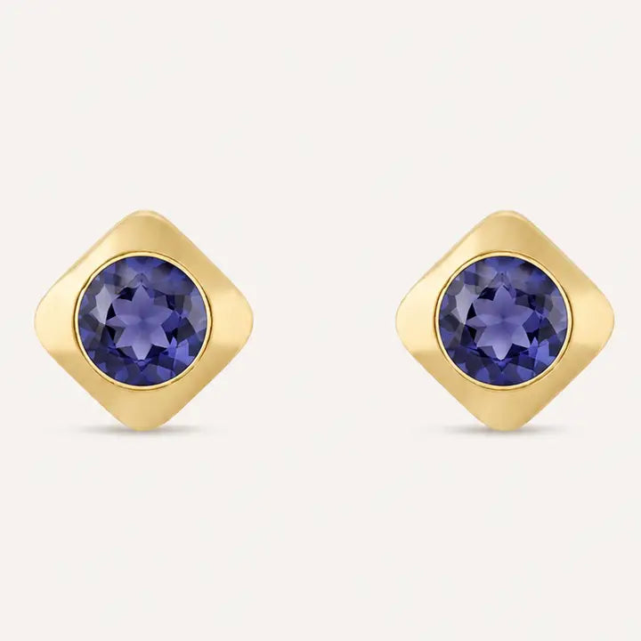 Deco Iolite Stud Earrings | Large