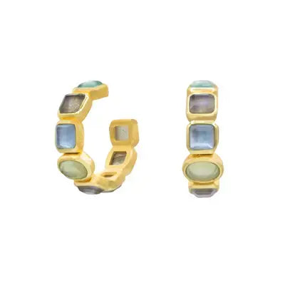 Liza Stone Hoop Earrings | Labradorite and Green Amethyst