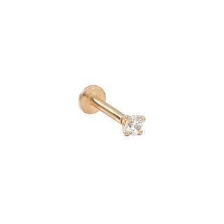 CZ Prong Flat Back Stud | 14K | Single