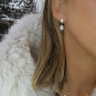 Baroque Petite Drop Earrings | Pearl & Moonstone
