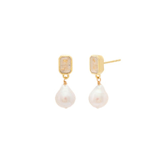 Baroque Petite Drop Earrings | Pearl & Moonstone