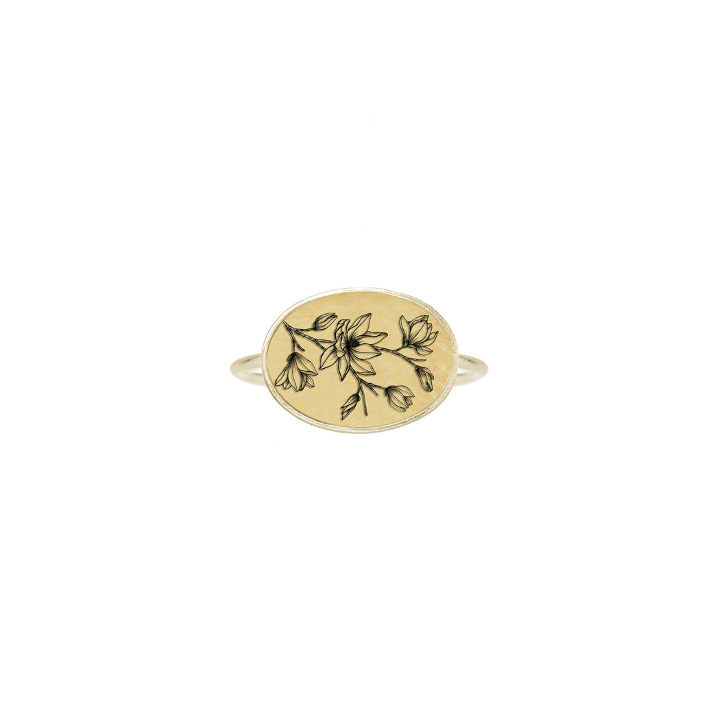 Oval Magnolia Ring | Gold Vermeil Rings Anzu 7  