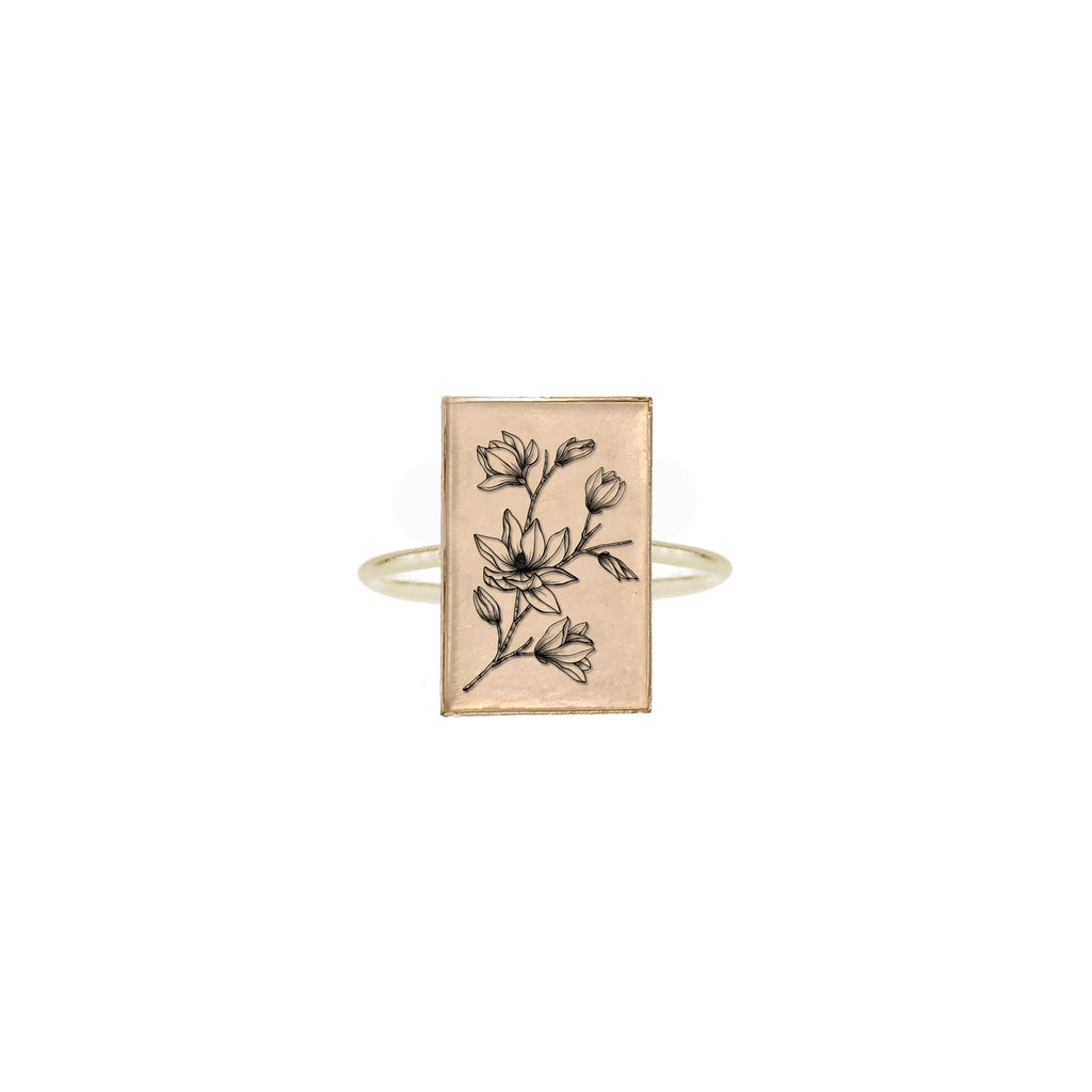 Rectangle Magnolia Ring | Gold Vermeil Rings Anzu 7  