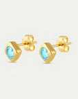 Deco Blue Topaz Stud Earrings | Large