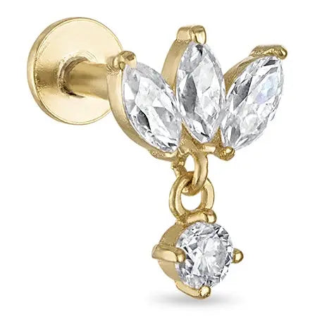 Petal Cluster Flat Back Stud with Drop