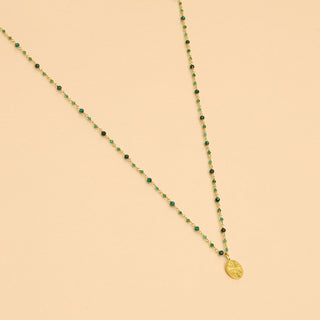 Emerald Beaded Medallion Necklace Necklaces Une A Une   