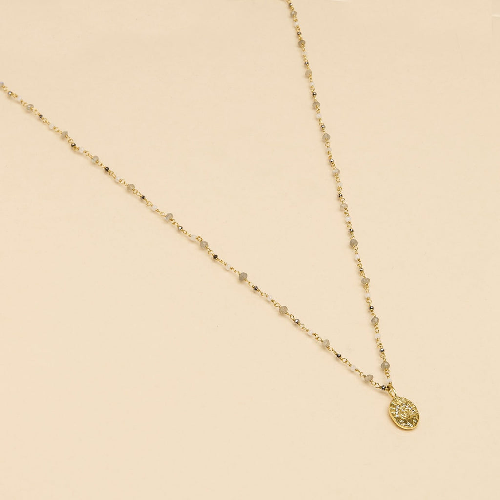 Labradorite Beaded Medallion Necklace Necklaces Une A Une   