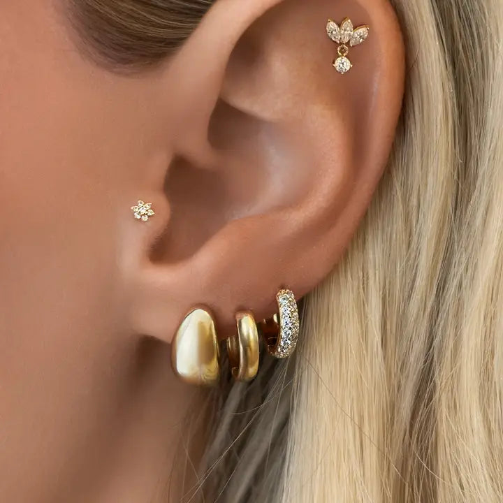 Petal Cluster Flat Back Stud with Drop