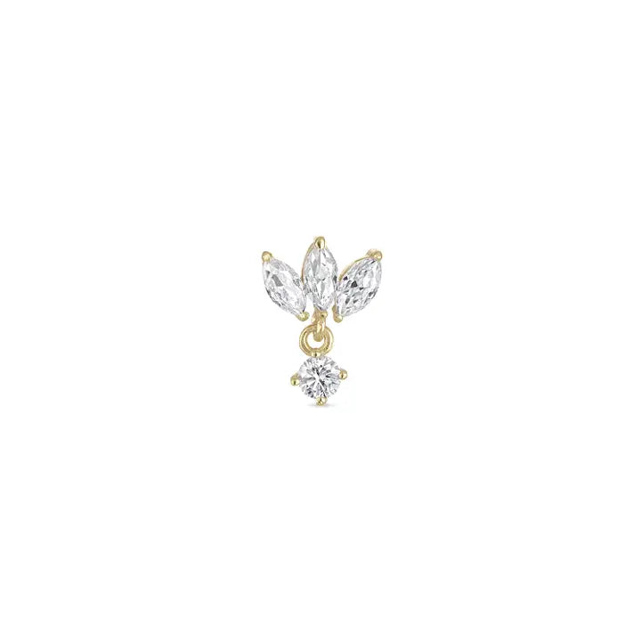 Petal Cluster Flat Back Stud with Drop