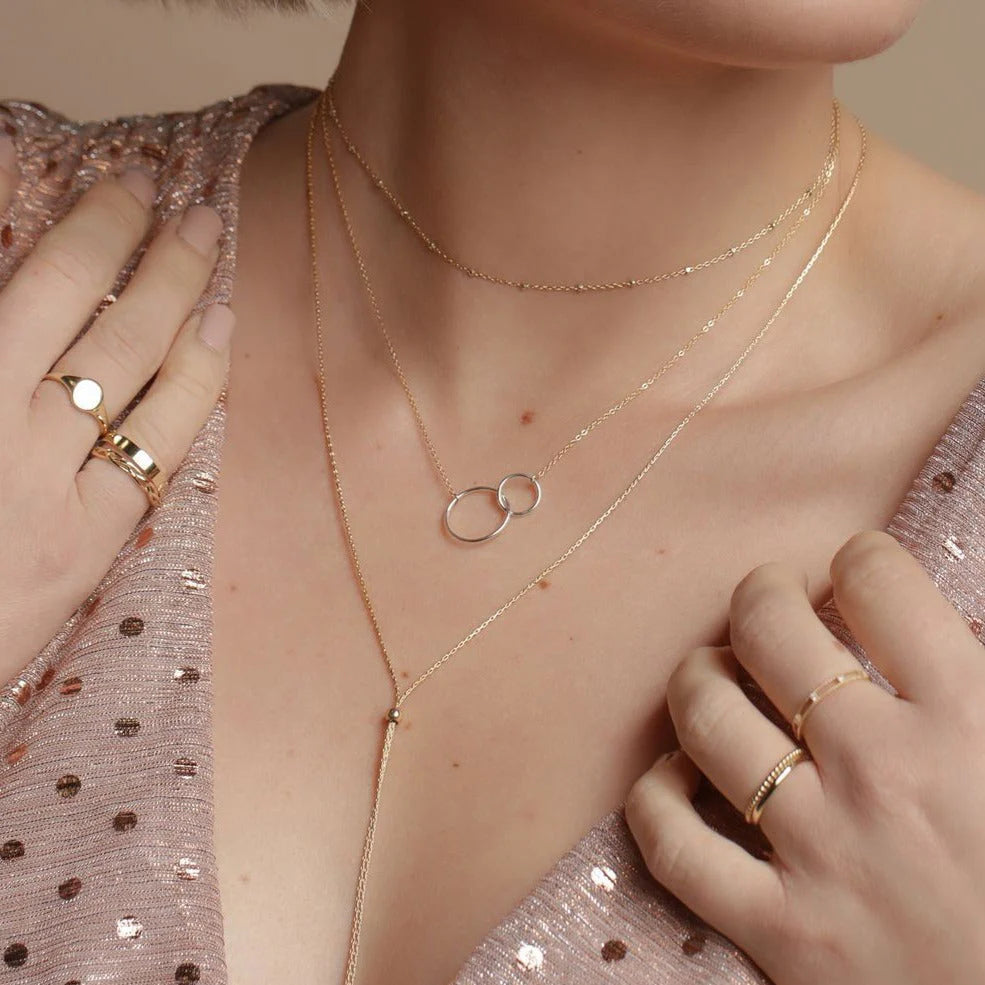Duo Circle Necklace | 14K