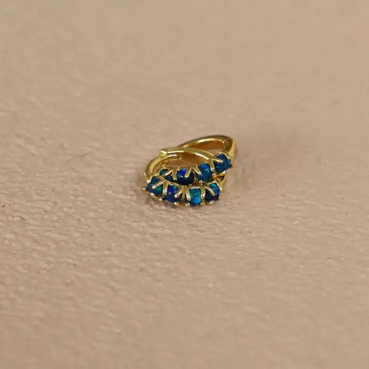 Dark Blue Opal Mini Hoops