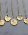 Birth Flower Necklace | Goldfill | Round