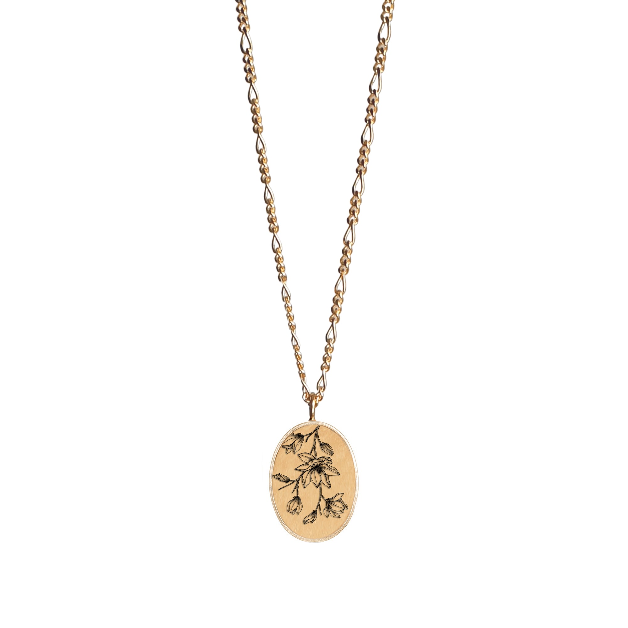 Figaro Oval Magnolia Necklace Necklaces Anzu   
