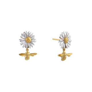 Daisy Stud Earrings with Teeny Tiny Bee Drops