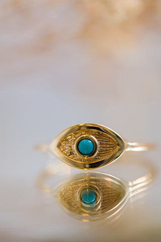 Mini Evil Eye Ring | Turquoise 14K Rings Carrie Hoffman   