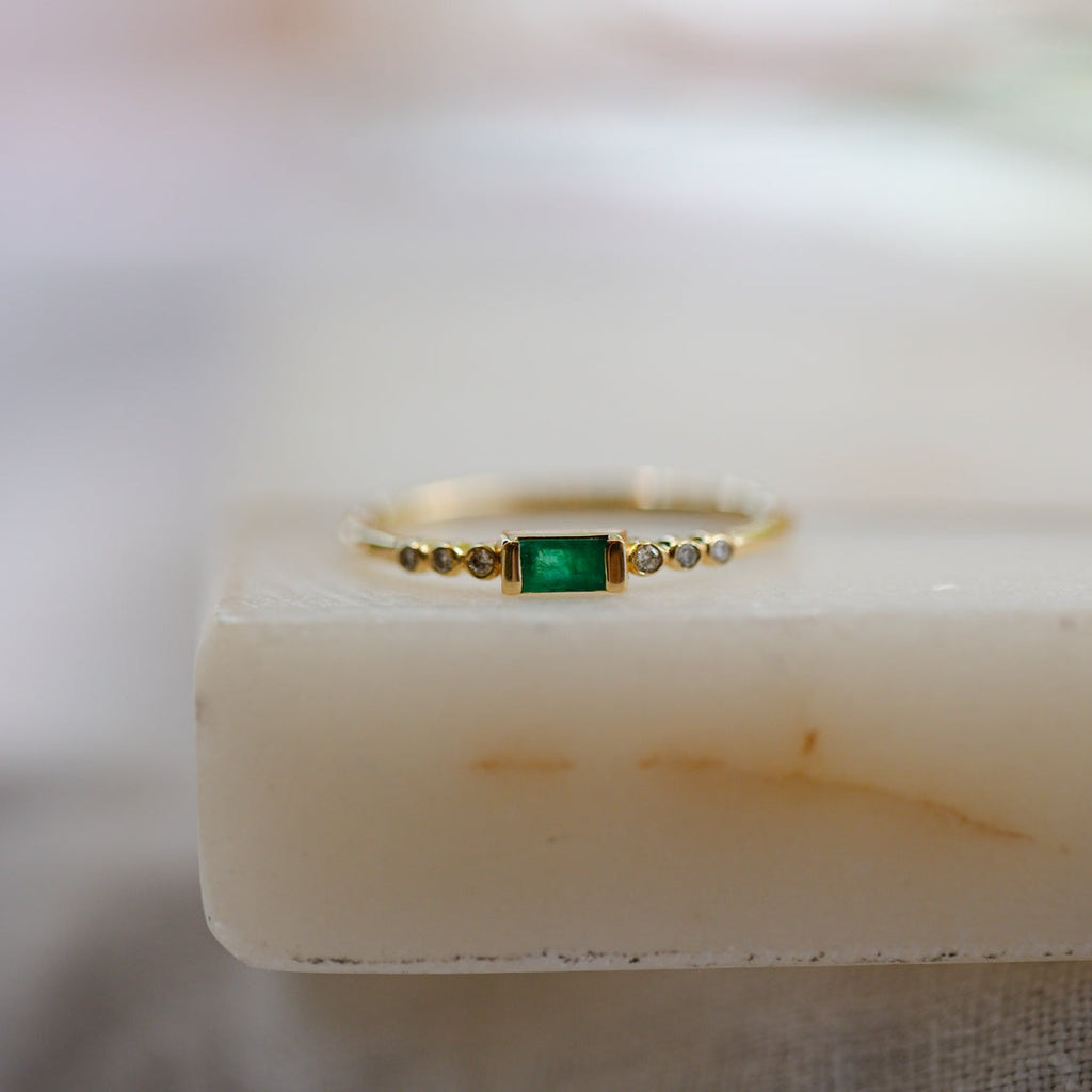 Baguette Emerald Diamond Ring | 14K Rings ByZade 5  