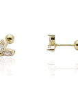 CZ Diamond Leaf Screw Ball Back Stud | Single