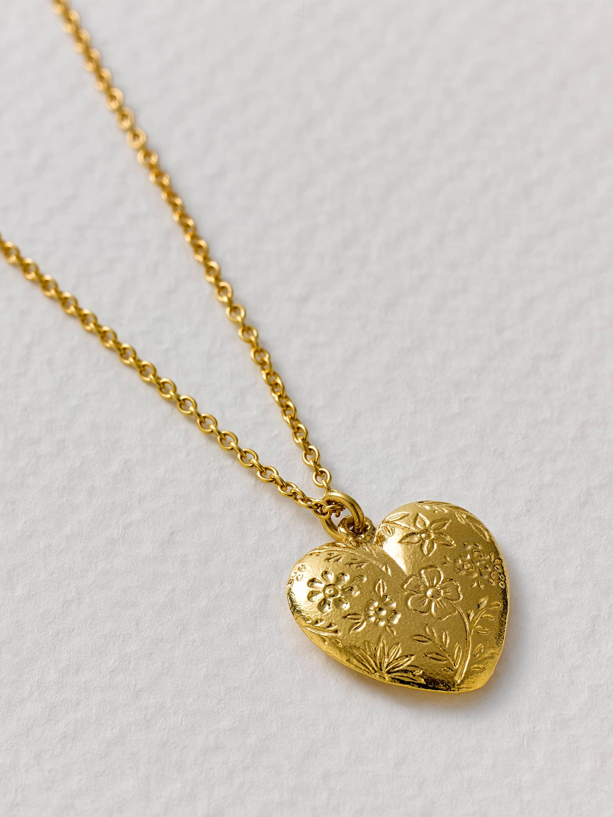 Floral Engraved Heart Necklace