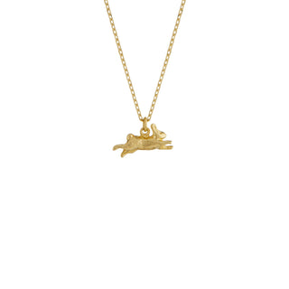 Teeny Tiny Leaping Rabbit Necklace | 18K