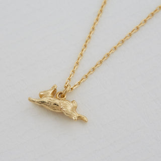 Teeny Tiny Leaping Rabbit Necklace | 18K