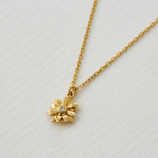 Teeny Tiny Daisy Diamond Necklace | 18K