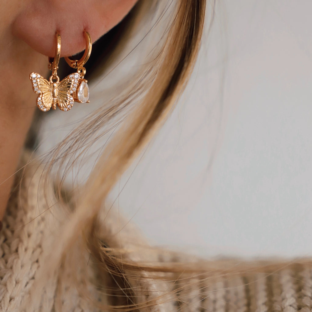 Monarch Butterfly Huggie Earrings Earrings Katie Waltman Jewelry   