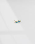 Tiny Double Stone Stud Earrings | Opal Earrings P&K Gold/Blue  