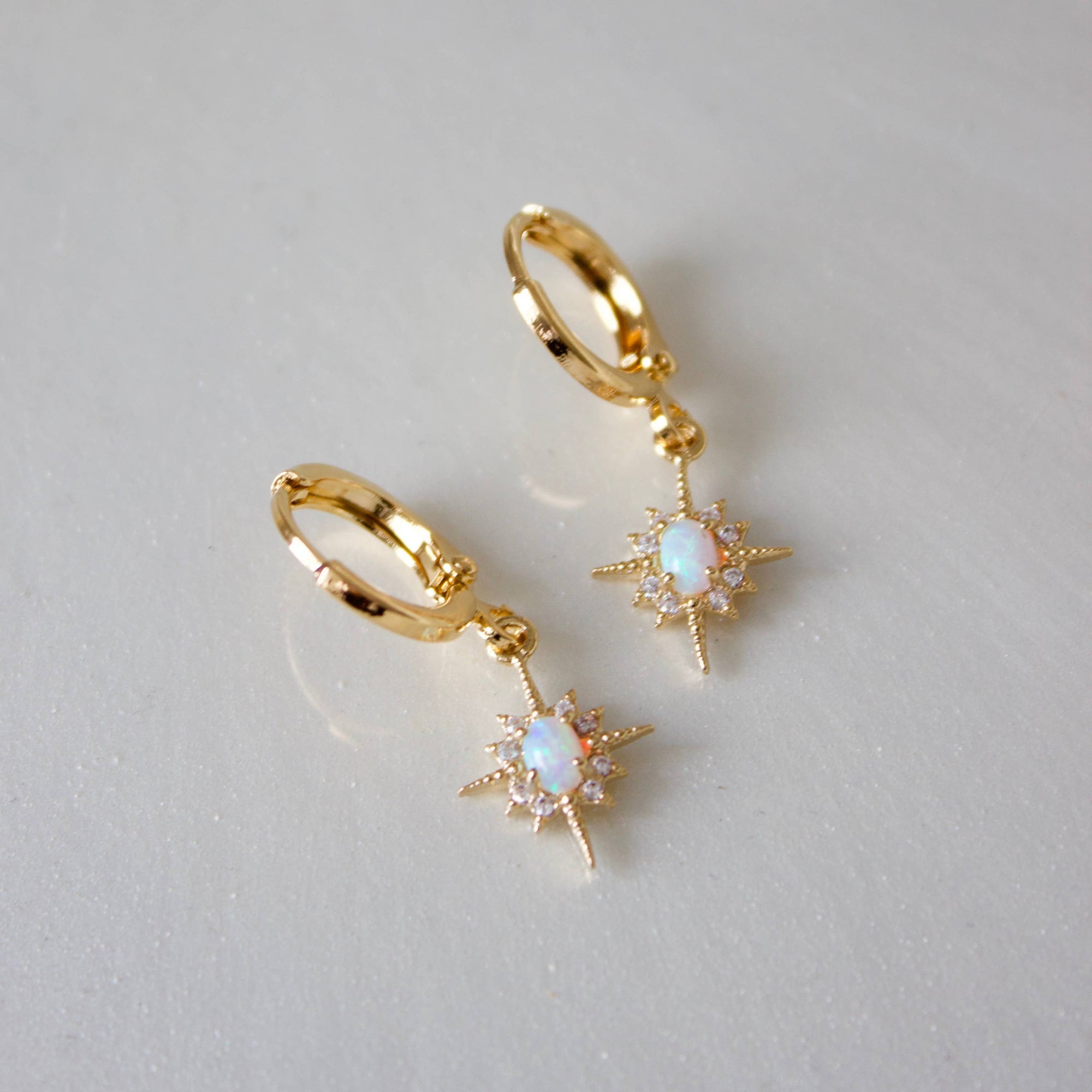 Opalite Star Huggies Earrings Katie Waltman Jewelry   
