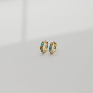 Turquoise Pave Huggies | 10mm Earrings Leah Alexandra   