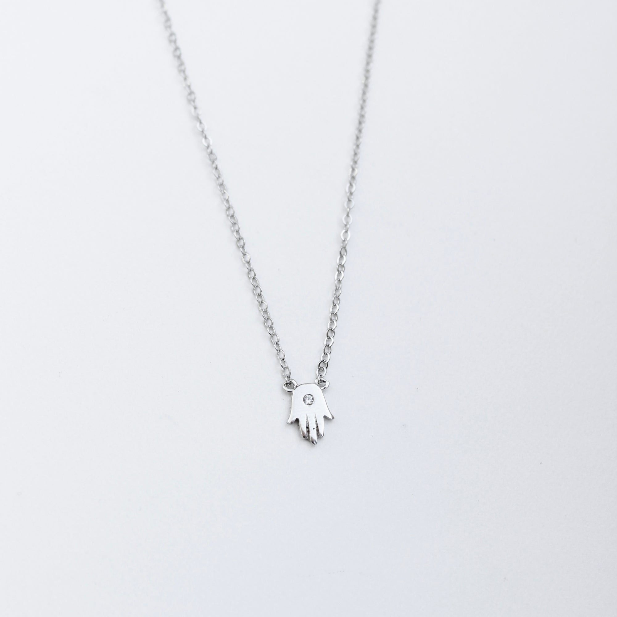 Tiny Hamsa Hand Necklace Necklaces P&K   