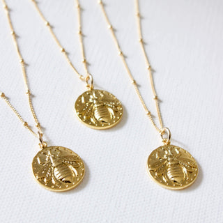 Vintage Bee Medallion Necklace Necklaces Katie Waltman Jewelry   