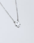Tiny Hamsa Hand Necklace Necklaces P&K Silver  